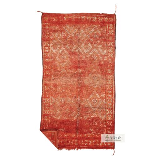 YONDA - Red And Orange Beni M'Guild Rug - Vintage Carpet 6x11