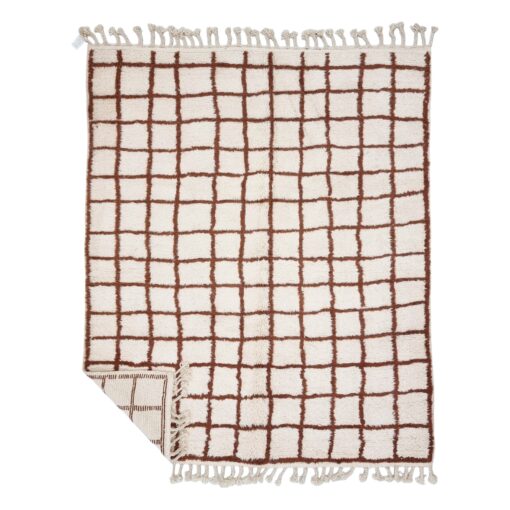 LIDIA – Brown And White Carpet – Custom Beni Ourain Grid Rug