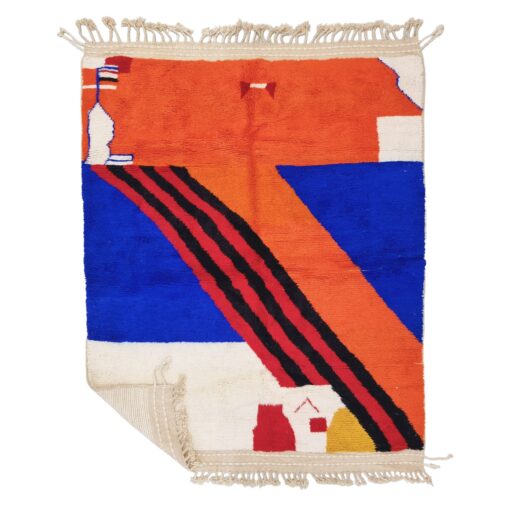SALSABIL – Orange Rug – Moroccan Beni Ourain Abstract Custom Rug