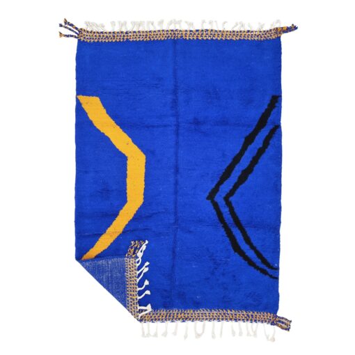 KADESHA – Bright Blue Rug – Wool Beni Ourain Abstract Carpet