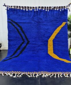 Alternative view of KADESHA – Bright Blue Rug – Wool Beni Ourain Abstract Carpet