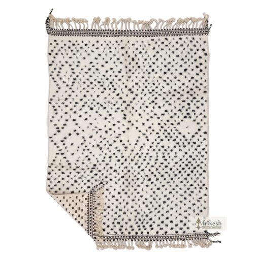 DUNIA- Beni Ourain Rug - Handmade Custom Rug - Dotted White Black Rug