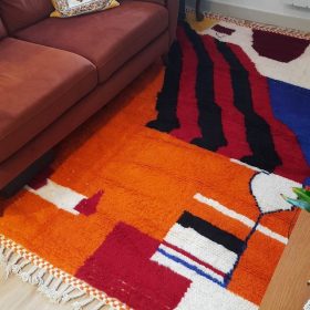 SALSABIL – Orange Rug – Moroccan Beni Ourain Abstract Custom Rug