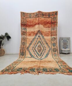 Alternative view of BAHIA- Orange Salmon And Green Beni M'Guild Rug - Vintage Carpet 5x12
