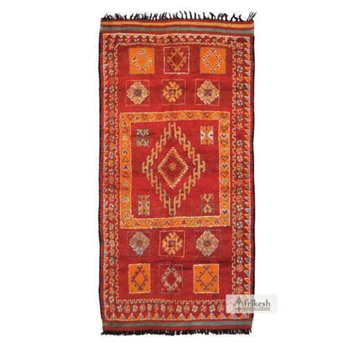 LANTMAYN - Red And Orange Beni M'Guild Rug - Vintage Carpet 6x12
