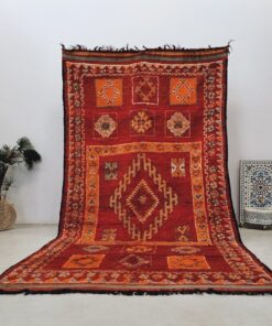 Alternative view of LANTMAYN - Red And Orange Beni M'Guild Rug - Vintage Carpet 6x12