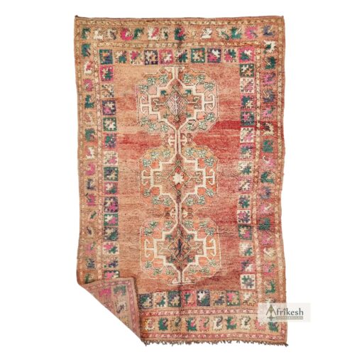 IBTIHAL - Faded Red and Beige Beni M'Guild Rug - Vintage Carpet 6x10