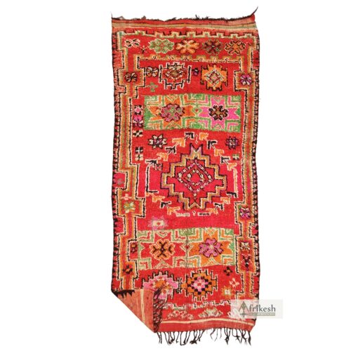YOUMNA - Beni M'Guild Red And Green Rug - Vintage Carpet 5x12
