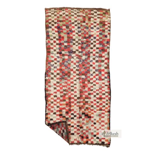 KHOULOUD - Red And Black Beni M'Guild Rug - Vintage Carpet 5x11