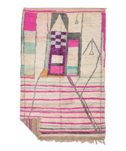 WARDIA - Pink And Beige Boujad Rug - Vintage Carpet 6x9