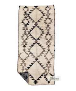 JIHAD - Handmade Cream And Brown Carpet- Vintage Rug 4x9