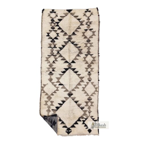 JIHAD - Handmade Cream And Brown Carpet- Vintage Rug 4x9