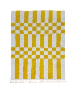 SAFIA– Beni Ourain Rug - Checkered Custom Yellow Moroccan Rug