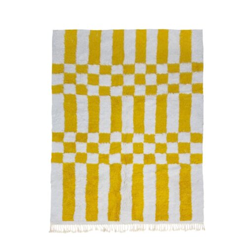 SAFIA– Beni Ourain Rug - Checkered Custom Yellow Moroccan Rug