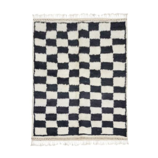 FAIDA–Black And White Carpet–Beni Ourain Checkered Custom Rugs