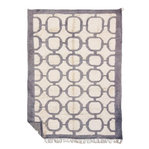 AYATI – White And Gray Rug – Beni Mrirt Tufted Custom Rug Sizes