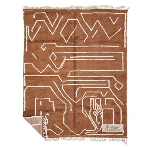 JAFAN – Brown Berber Rug - Beni Ourain Abstract Rug 8x10