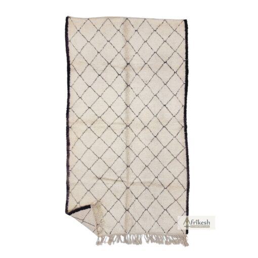 GHIFIA - Black And White Beni Ourain Rug - Vintage Carpet 6x11