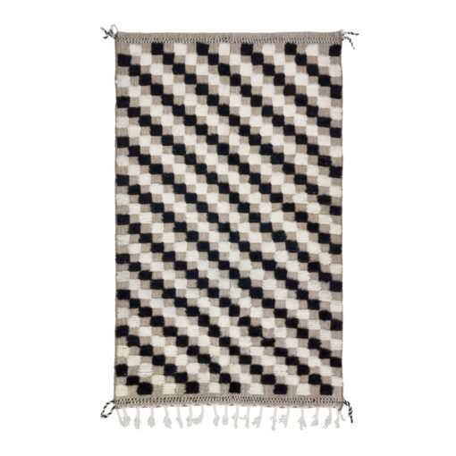 ZAYDA – Black and Pale Brown Carpet – Moroccan Tufted Beni Ourain Rug
