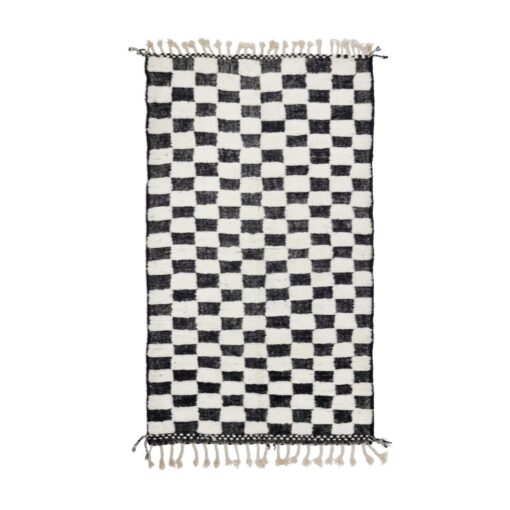 QODS - Black And White Rug - Custom Beni Ourain Checkered Carpet