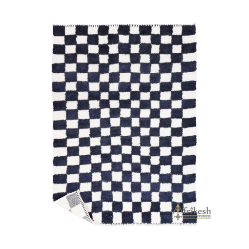GHALIA - Black And White Checkered Rug - Custom Beni Ourain Rug