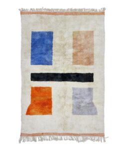 ESWARA – Blue And Orange Rug – Custom Beni Mrirt Geometric Rug
