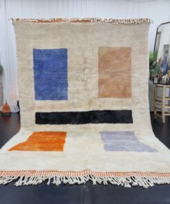 Alternative view of ESWARA – Blue And Orange Rug – Custom Beni Mrirt Geometric Rug