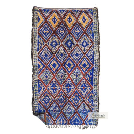 NAFIA - Blue Wool Rug - Vintage Carpet 7x13