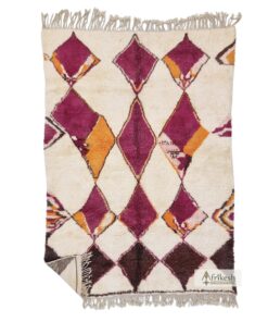 BELLARA - White And Purple Beni Ourain Rug - Vintage Carpet 6x9