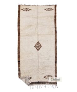 AAIMA - White And Brown Beni Ourain Rug - Vintage Carpet 6x13
