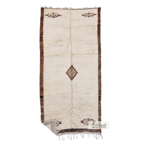 AAIMA - White And Brown Beni Ourain Rug - Vintage Carpet 6x13