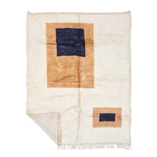 MAHA – Brown And White Rug – Custom Beni Mrirt Geometric Rug