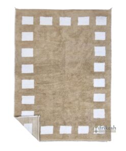 ZIRWA–Tan & White Rug–Moroccan Beni Ourain Grid Custom Rug Sizes