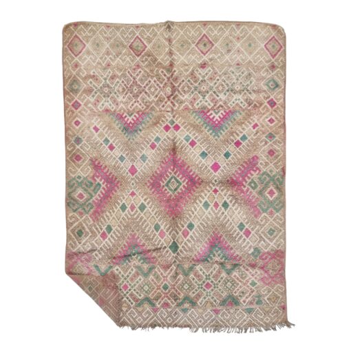 MARJANA - Brown And Rose Wool Rug - Vintage Carpet 6x9