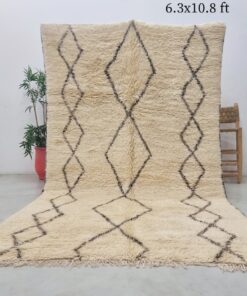 Alternative view of RAZINA - Cream And Black Beni Ourain Rug - Vintage Carpet 6x10