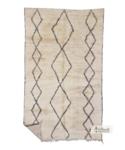 RAZINA - Cream And Black Beni Ourain Rug - Vintage Carpet 6x10
