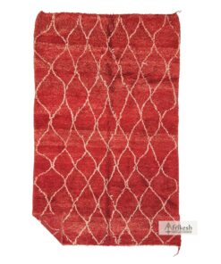 NARJIS - Vintage Beni Ourain Rug 7x11 - Antique Berber Red Rug