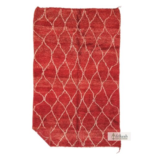 NARJIS - Vintage Beni Ourain Rug 7x11 - Antique Berber Red Rug