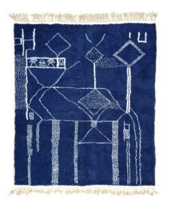 FERHAL – Dark Blue Rug – Handmade Beni Ourain Abstract Rug