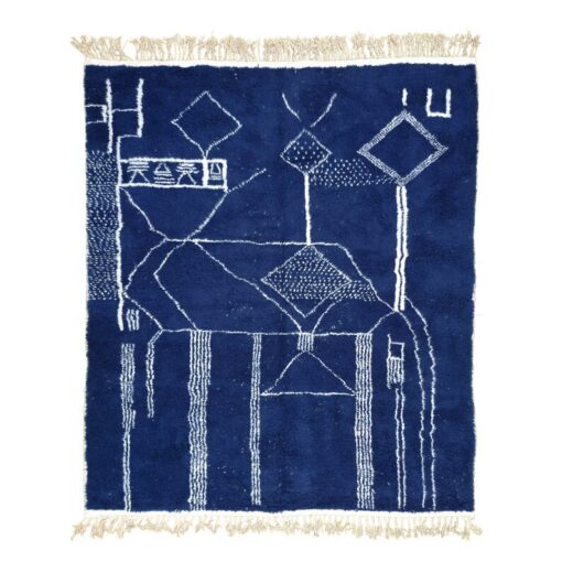 FERHAL – Dark Blue Rug – Handmade Beni Ourain Abstract Rug