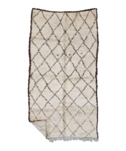 HOUDAIFA - Beni Ourain Cream And Brown Rug - Vintage Carpet 6x10