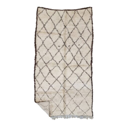 HOUDAIFA - Beni Ourain Cream And Brown Rug - Vintage Carpet 6x10