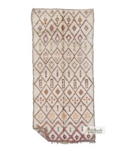 MANHAL - Cream And Orange Beni Ourain Rug - Vintage Carpet 6x13