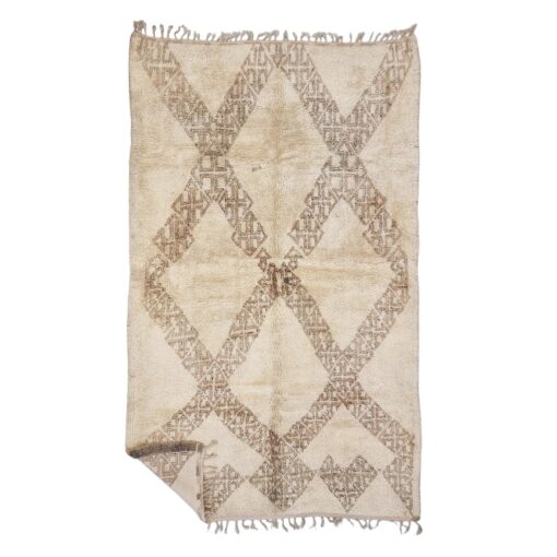 RITAJ - Beige And Brown Beni Ourain Rug - Vintage Carpet 6x10