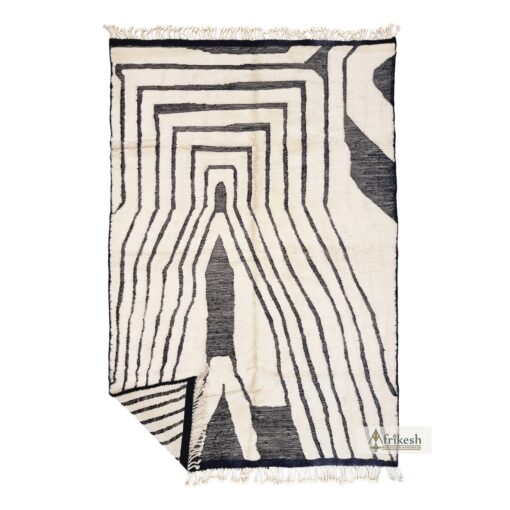 JOUMANA – White And Black Rug – Custom Beni Mrirt Tufted Rug
