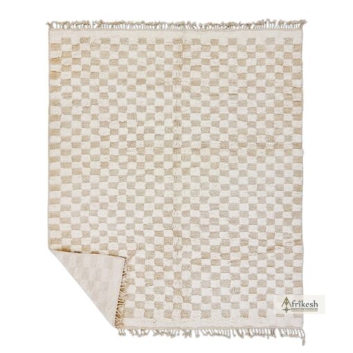 MINA-Beige Carpet-Moroccan Beni Ourain Checkered Custom Rugs