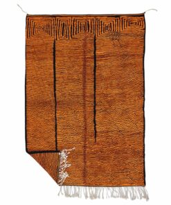 TISLA – Orange And Black Rug – Beni Mrirt Striped Custom Rug Sizes