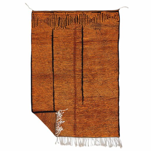 TISLA – Orange And Black Rug – Beni Mrirt Striped Custom Rug Sizes