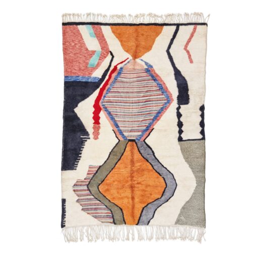 JIDAA – Luxurious Orange and White Rug – Artistic Beni Mrirt Carpet