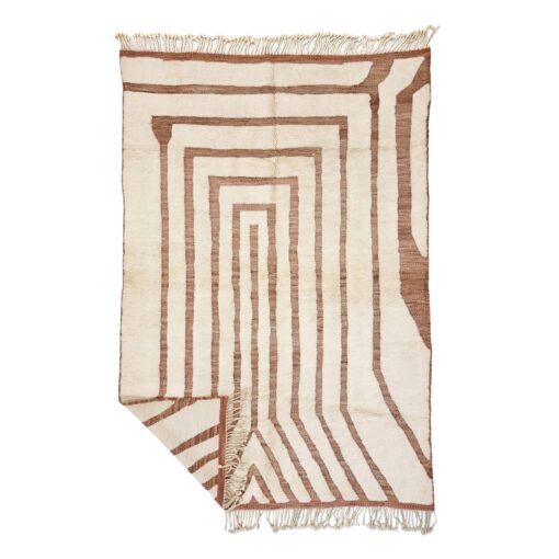 MOUNIA – Custom Beni Mrirt Tufted Rug – Brown and White Rug